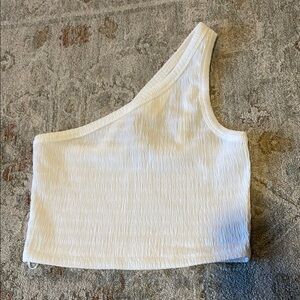American Eagle Outfitters White One-Shoulder Tank Top
